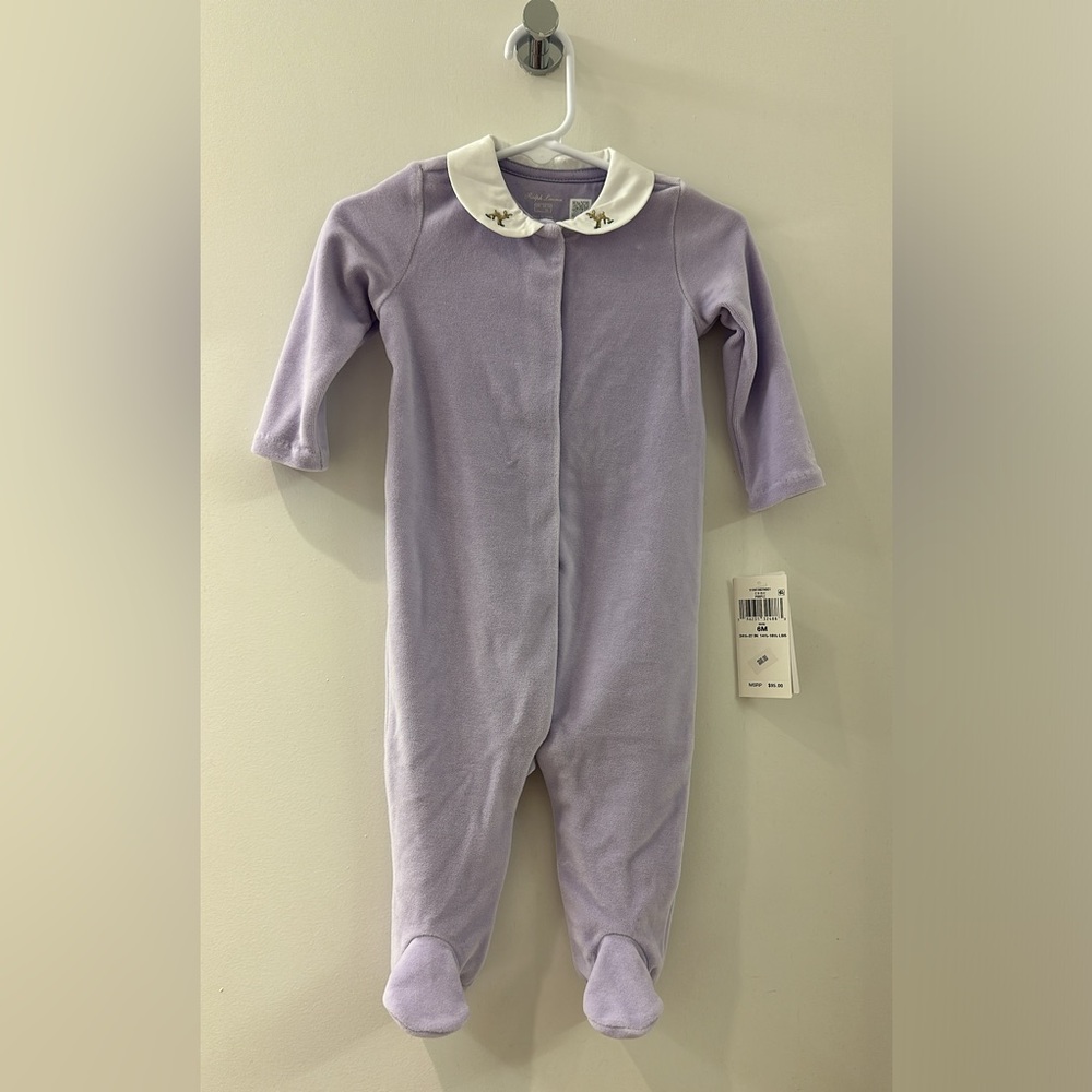 Ralph Lauren Purple Velour Footie in 6M New with Tags
